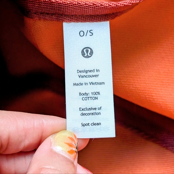 LULULEMON Athletica Orange Cotton Canvas Gym Work Multi Pocket Tote Bag 20L NWOT - Picture 7 of 9